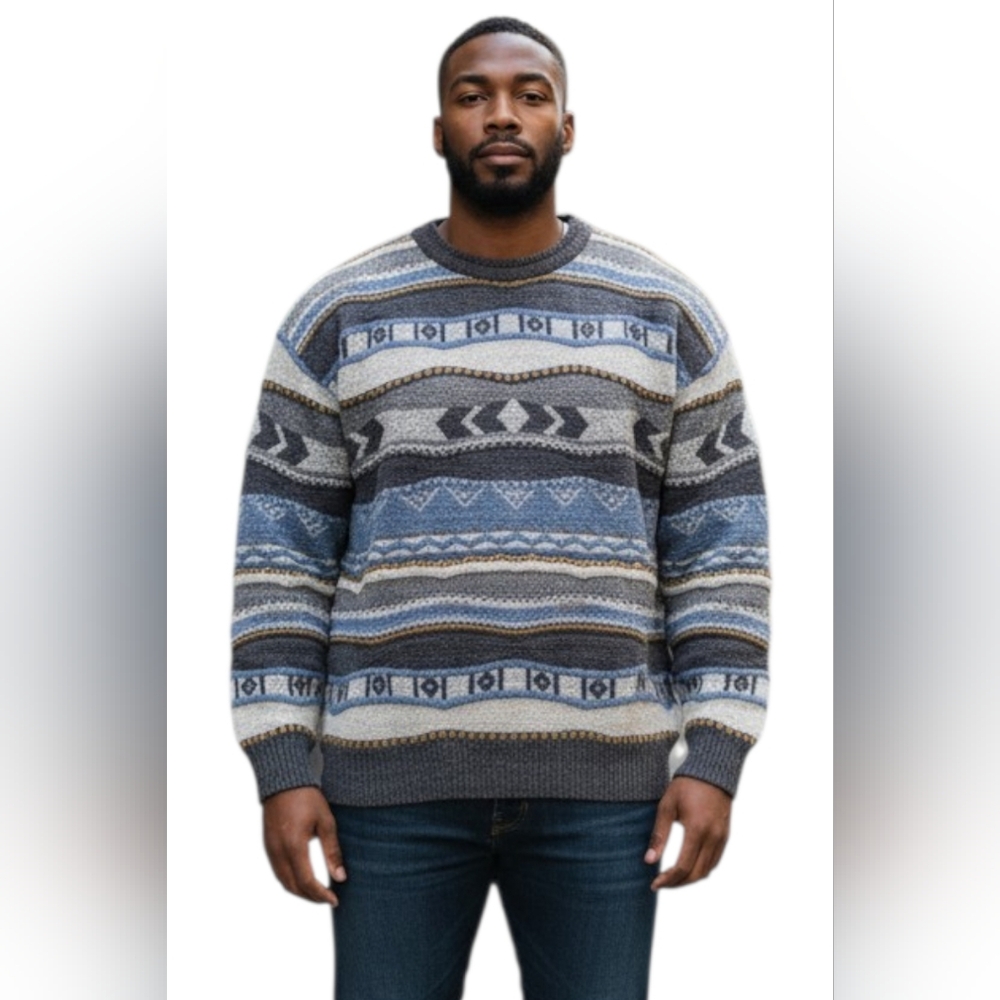 Vintage Coogi Style Wool Blend 3D Knit Sweater Cosby 90s XL